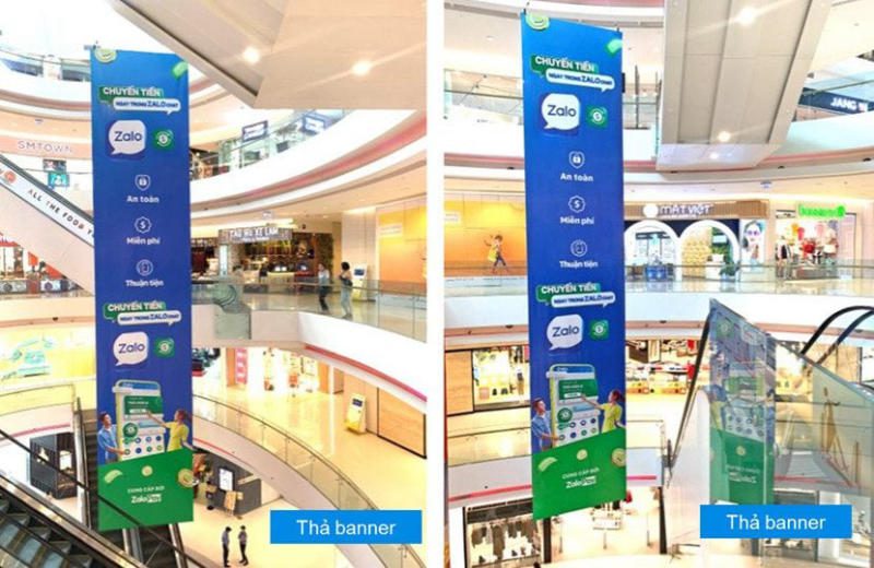 Quảng cáo banner thả trần trong sân bay