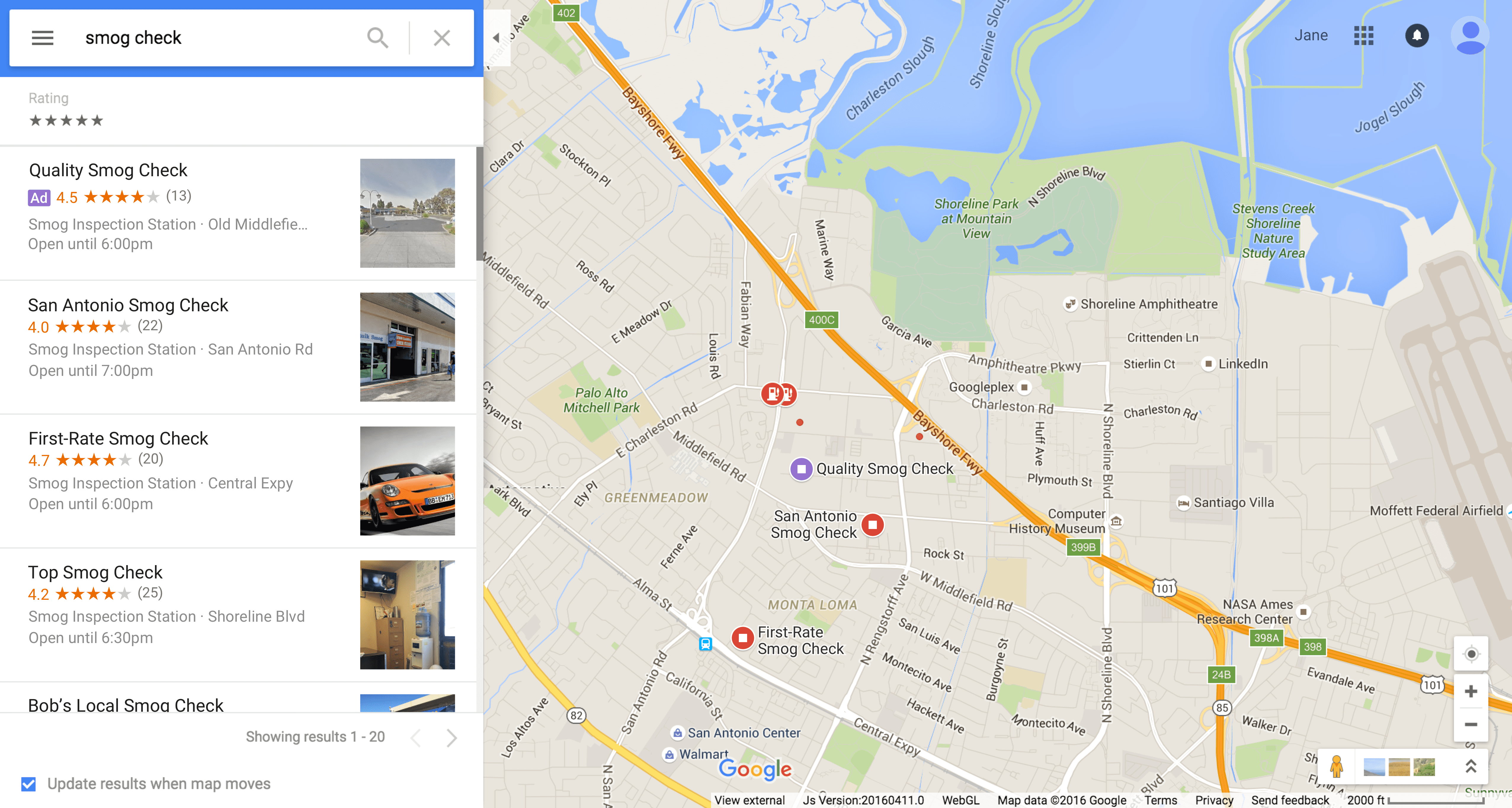 Local search ads on Google Maps for desktop